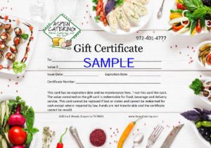 Catering gift certificates